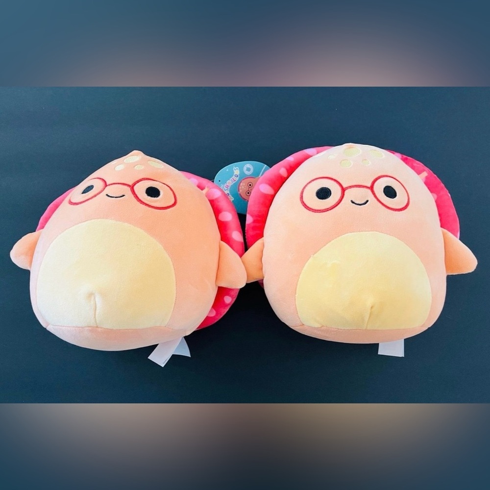 Squishmallows Peach & Yellow Plush Pair with Pink Polka- Dot Backing